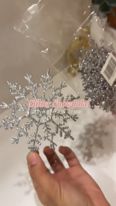 NUVOX 12pcs Glitter Snow Flakes Ornaments 4.72”/12CM Xmas Tree Pendant Snowflake for Christmas Tree Window Door Accessories Decoration