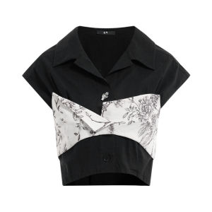 Autumn Winter Patchwork Short Sleeve Printed Shirt
