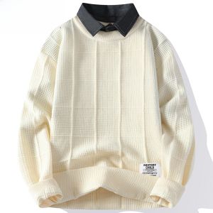 HENGYUANXIANG | เสื้อสเวตเตอร์คอโปโลผู้ชายสีแดงปีมังกร แฟชั่นฤดูหนาว ปกเสื้อสเวตเตอร์แบบสวมหัว ผ้าฝ้ายผสมโพลีเอสเตอร์ น้ำหนักเบา อบอุ่น