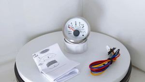 52mm Oil Pressure Gauge Meter 0-5Bar 0-10Bar with Red Backlight with Light Alarm for Van Ships Motorcycle Universal 9-32V