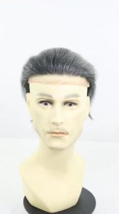 #1B40/#1B60/#1B80 Grey Mens Toupee Hair Replacement System Human Hairpiece Back Style Mono PU Breathable Lace Front Male Wig