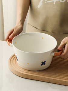 ชามซุปสองหูชามซุปใช้ในบ้านไซส์ใหญ่ชามก๋วยเตี๋ยวเซรามิกไซส์ใหญ่สไตล์ญี่ปุ่นเรียบง่ายสไตล์ INS แบบใหม่ปี2022มีมูลค่าสูง