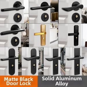 Black Thickened Separate Door Handle Lock Indoor Use
