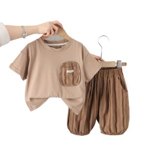 Summer Kids Baby Boys Clothing Suits Striped Short Sleeve T-Shirt Shorts Casual Clothes Outfit Infant Children Clothing 2PCS/Set