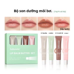 Bộ Son Dưỡng Môi Lakerain 4 Cây/bộ Màu Nhẹ Chống Nứt Nẻ Làm Đầy Môi Dưỡng Ẩm Lâu Dài Nuôi Dưỡng Kích Thước Đầy Đủ
