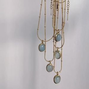 Blue Oval Aquamarine necklace stainless steel plated with