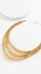 IngeSight.Z Vintage Exaggerated Plastic Big Ball Choker Necklace for Women Multi Layered Chunky Thick Clavicle Necklaces Jewelry
