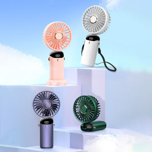 Mini Cute Handheld Folding Fan Portable Desktop pemegang telefon mudah alih 5 Gear Fan USB boleh dicas semula kipas meja bateri percuma