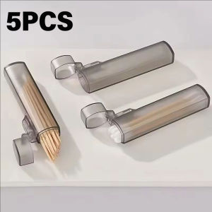 5Pcs Portable Plastic Toothpick Holder Transparent Plastic Toothpick Box Needle Case Outdoor Travel