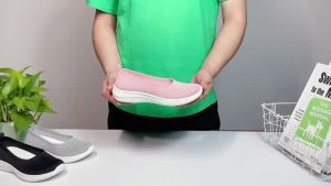 Women Black Rubber Shoes for Mother Elderly Women Slip On Loafer Flats Comfortable Walking Shoes