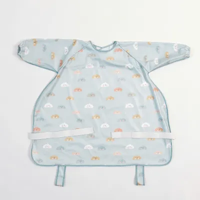 1Pc 100%Polyester Waterproof Highchair Coverall Baby Feeding Bib Long Sleeve Eating Smock Bib for 0-2Years Babies