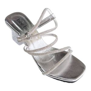 รองเท้าส้นแก้ว แบบรัดส้น ส้นสูง 2.5 นิ้ว สายเพชร ปรับสายได้คะ รองเท้าแฟชั่น รองเท้าผู้หญิง ใส่ออกงานคะ