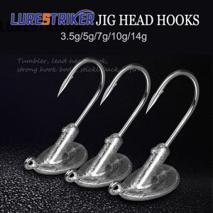 Lurestiker 10pcs Blood Slot Jig Head Tumbler head Fishing jig stand Hook 3.5g 5g 7g 10g 14g for Soft worm Lure Carbon Steel