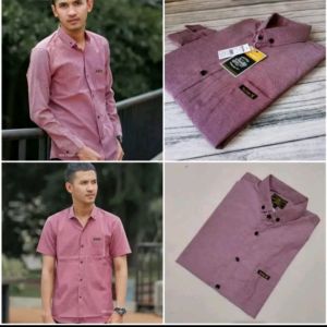 kemeja dewasa oxsford warna dusty/taro lengan panjang pendek