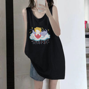 Áo Vest Không Tay Cotton Nguyên Chất Mùa Hè Cho Nữ Áo Khoác Ngoài Rộng Rãi Cổ Treo Phong Cách Hồng Kông Thiết Kế Không Đối Xứng in Họa Tiết Trang Phục Công Sở