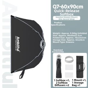 AMBITFUL | Fast-Assembly Softbox Grid Deep Throw Easy-to-Detach Octagonal Bar Mount Photography Light Diffuser