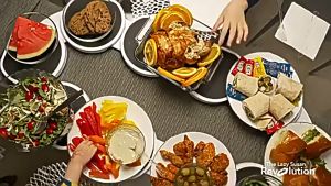 Kitchen table turntable 360 degree rotation multifunctional heat resistant countertop turntable expandable lazy turntable table mat plus turntable suitable for rectangular dining table