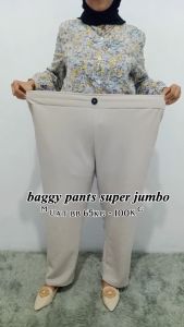Baggy pants super jumbo big size knit japan - Celana panjang wanita highwaist bb 100 kg