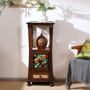 ตู้เว้าบานแกะลายฟักทอง ลายดอกบัว 3ลิ้นชัก ตู้ไม้แกะ ตู้วางของ ตู้วินเทจ ตู้โบราณ ตู้เก็บของ ตู้แกะสลัก ตู้ไม้ ตู้เก็บเอกสาร