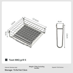 CAMPINGMOON US-1312 Portable Stainless Steel Folding Grilling Net for Small Gas Stove Outdoor Camping Evenly Baked