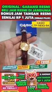 CASIO ORIGINAL - CASIO LTP-1183Q-9ADF - WOMEN - Coklat / Merah - Strap Kulit - Jam dunia JD17ST