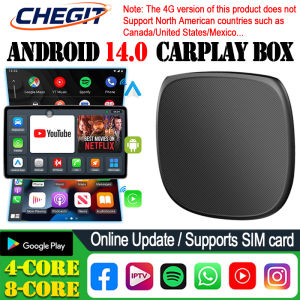 2025 Android 14 Wired To Wireless Android Auto Adapter Supports 4G/SIM card 8-Core CarPlay AI Box For Tikitok YouTube Netflix