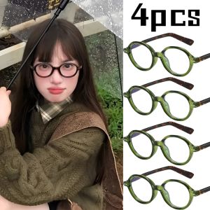 2/4PCS Women Oval Reading Glasses Fashion Retro Readers for Women Men Blue Light Blocking Lens 0~+4.0 Looks Younger Eyewear