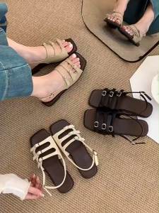 Tsinelas for Women & Elegant Neutral Leather Casual Sandals - Breathable Lightweight Summer Footwear#WL007