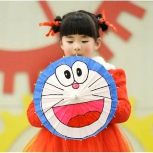 DIY Payung Lukis Kertas Putih Diameter 30cm 40cm 60cm Motif Kartun untuk mewarnai