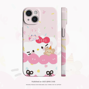 Adorable Girl Pink Dessert Cat Phone Case Full Cover Anti-Fall for  16Promax Soft Shell 15 Protective Case 14 Precision Hole