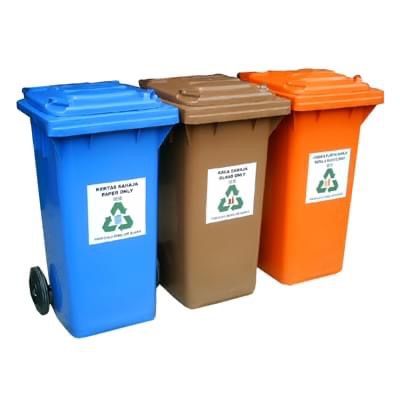 Muhibbah Recycle Bin Set 2 Wheel HDPE Mobile Garbage Bin 120 Litres 240 ...