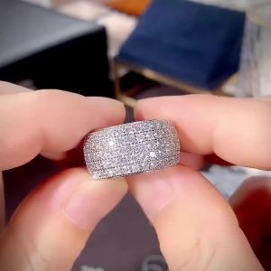 Huitan Micro Paved 5 Lines CZ Ring for Women Bling Bling Fashion Luxury Female Ring Party Engagement Wedding Bands Jewelry Hot