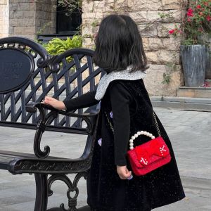 Princess Style Crossbody Bag for Girls New Year Visit Red Childrens Handbag Cute Baby Girl Bag Geometric Pattern Toy Bag