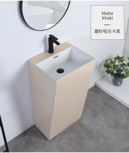 Cream Style Ceramic Pillar Basin Wash Basin Wash Basin Integrated Floor Balcony Bathroom Washbasin Wash Basin