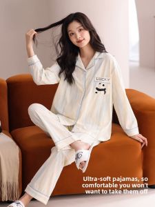 MiiOW | Pure Cotton Sleepwear Womens Long Sleeve Long Pants Home Comfortable Soft Spring Autumn New Style MiiOW Cat Person Set