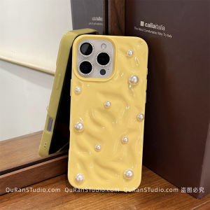 Fresh Pearlescent Folded Silicone Phone Case for Apple 16 pro Max 13 14 Soft Shell 15 pro 11 Anti-Fall Trendy Womens Ins Style