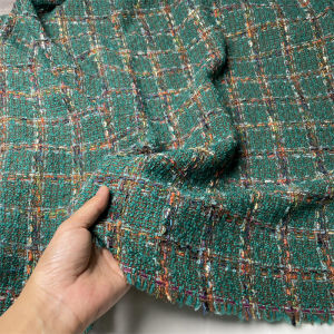 ผ้าขนสัตว์ทอแบบฝรั่งเศสสไตล์ Granny Green ผ้าขนสัตว์ทอแบบหนาสำหรับฤดูใบไม้ร่วงและฤดูหนาว DIY ผ้าฝ้ายโพลีเอสเตอร์