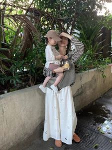 METWO Summer New round Neck Long Sleeve Loose Sunshade Shirt Womens Knitted Stripe Top Paper Silk Lightweight Korean Style