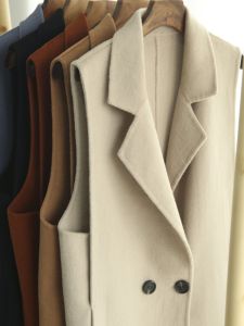 Womens Double-Sided Cashmere Vest Thin Spring Autumn Medium-Length Korean Style Loose Outerwear Woolen Suitability