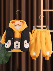 Thickened Fleece Baby Boy Winter Clothes Set Cute Childrens Autumn Winter Outfit Toddler Three-piece Suit Boys Adorable Ensemble