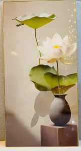Tranh đồng hồ tráng gương họa tiết sang trọng 5tranh trang trí phòng kháchquà tân gia