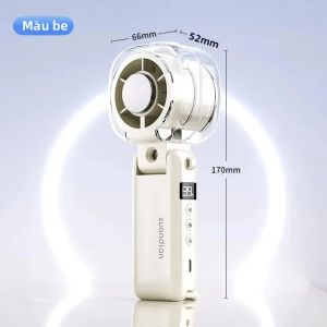 Quạt Phun Sương Cầm Tay Di Động Gió Mạnh Làm Mát Bằng Đá Sạc USB Có Màn Hình Kỹ Thuật Số Có Thể Gập Lại Để Làm Mát Nhanh Chóng