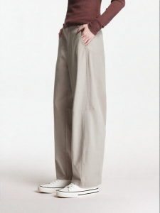 SEASON HIGH | Stylish Simple Autumn Long Casual Trousers Button Waistband Leather Logo