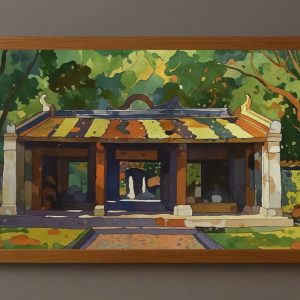 Tranh Nghệ thuật "Văn Miếu Quốc Tử Giám" VIETSMART ART - Acrylic trên toan vải 45 x 60cm
