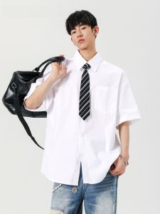 HetingHOME | Hetinghome Summer Trendy Brand Loose Mens Half Sleeve Shirt No Gender Short Sleeve Casual Cotton Polyester Blend Four Seasons