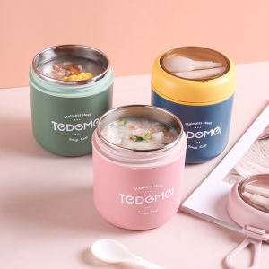Stainless Steel Insulated Soup Cup with Lid and Spoon