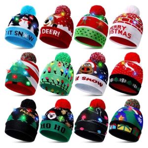 DADOMYD Santa LED Christmas Hats Xmas Sweater Beanie Cap Winter Light Up Christmas Gift