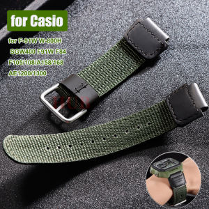 Nylon Watch Strap 18mm for Casio W800H SGW400 F91W F84 F105/108/A158/168 AE1200/1300 Belt Men Women Canvas Sport Black Bracelet