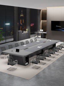 Modern Large Meeting Table Thickened Office Training Desk Long Rectangular Workbench High End Combination of Desk And Chairs