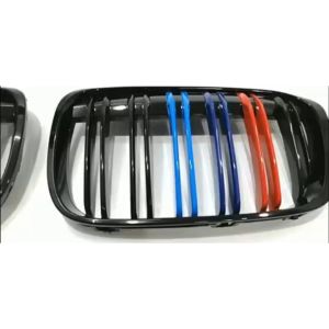 BMW E90 3 SERIES 2005-2008 GLOSSY M COLOR ALL BLACK FRONT BUMPER GRILL